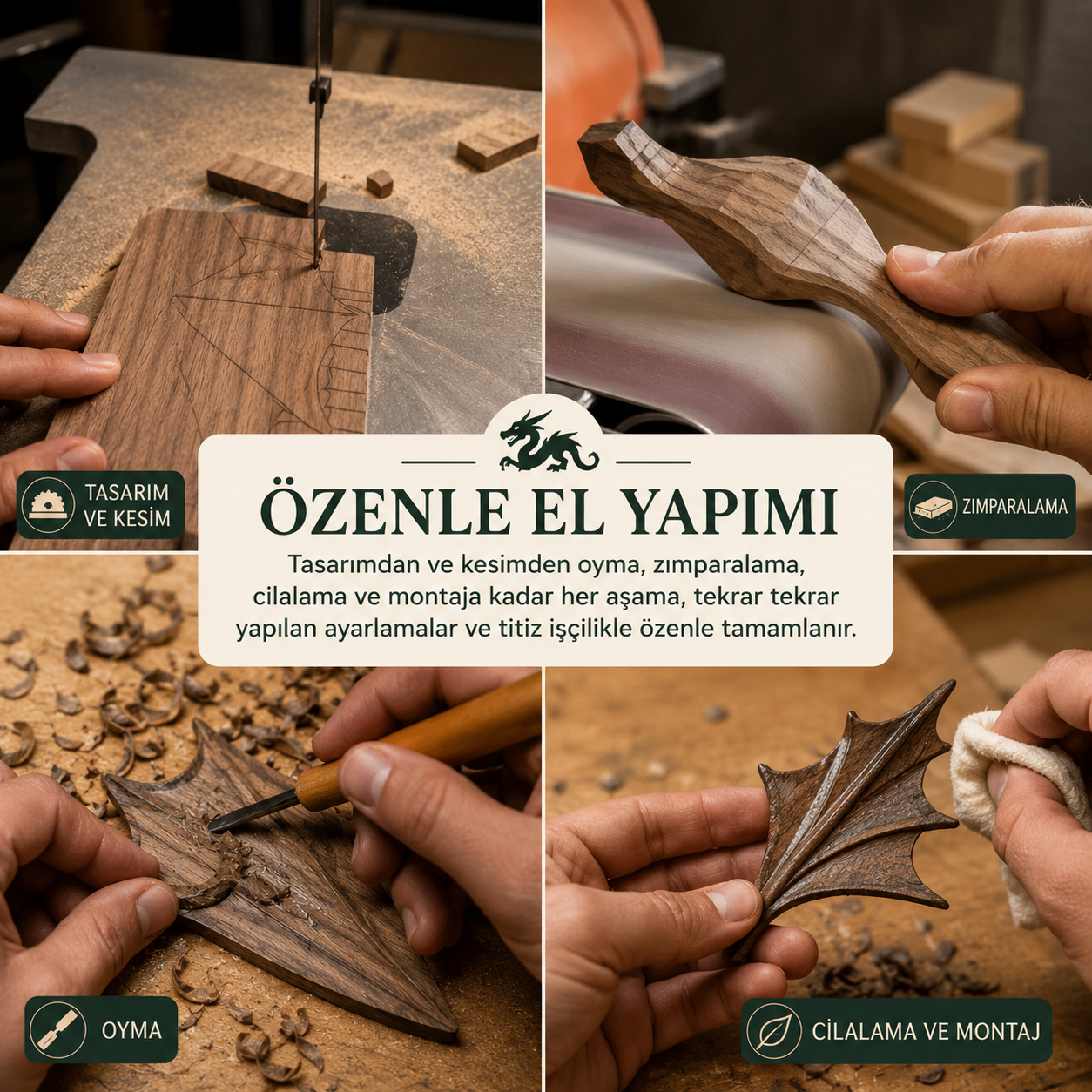 Denizci Şair El yapımı Ahşap Okyanus Ejderha Otomat